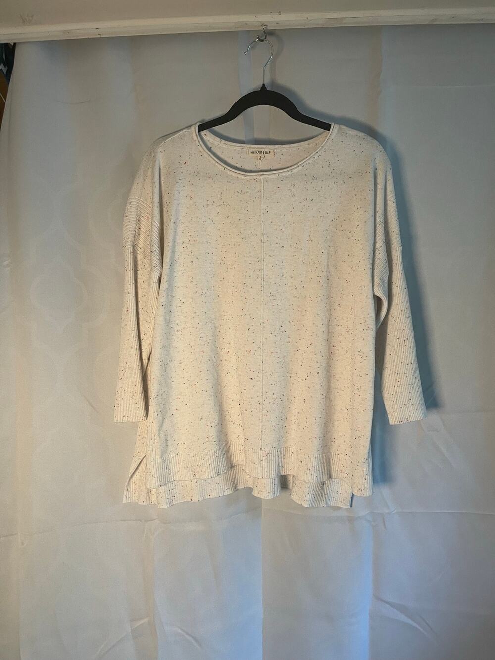 Margeaux & Ellie White Rainbow Speckled Confetti Knit Sweater Large